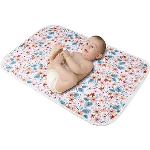Baby Diaper Changing Pad, 21 5/8" x 31.5" Waterproof Changing Pad Liners (Flower1PCS)
