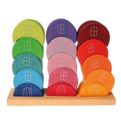 Grimm's Wooden Toys | Moon Houses Stacking Game
