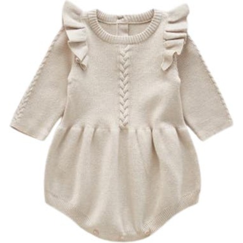 Lizzie Ruffle Sleeve Knit Cotton Bodysuit, 6-9M