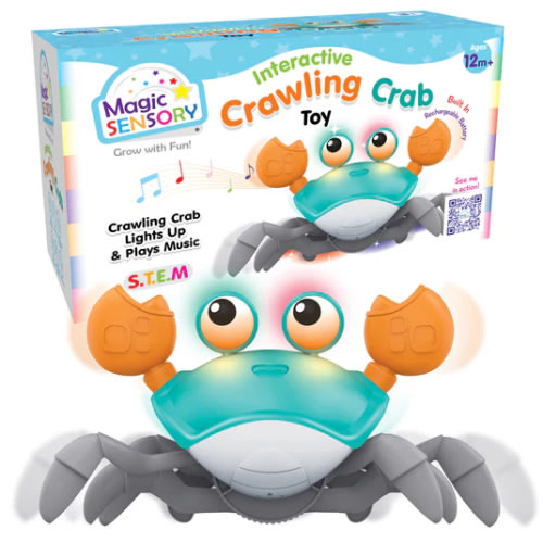 Baby Toys Crawling Crab - Infant Tummy Time Toys 3 4 5 6 7 8 9 10 11 12 Baby Toys 6-12 12-18 Months Light-up Musical Walking Sensory Induction Crabs Interactive Toddler 1st Boys Girls Birthday Gifts