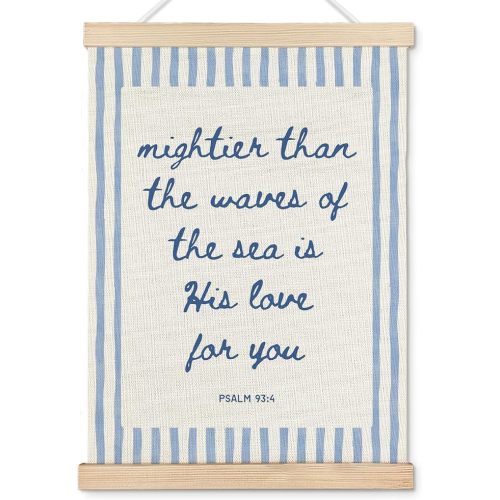 Psalm 93:4 Mightier Than the Waves Bible Verse Canvas Poster Wall Decoration for Kids Bedroom, 12x16 in