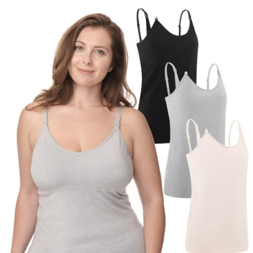Under Control Nursing Cami Tank Tops for Breastfeeding Women Nursing Tops Maternity Shirts, Camisoles with Built in Bra 3Pack