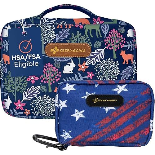 Keep Going Travel First Aid Kit Bundle of 2 Kits, First Aid Kit for Car, Home, Dorm, & Boat with Latex-Free Bandages – Travel Kit Bundle for Families
