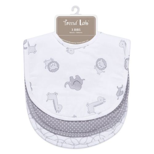 Trend Lab® 3-Pack Bib Set in Safari Grey