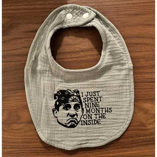 Prison Mike themed bib - Soft Muslin Baby Bib with Funny or Cute Phrase and Snap Closure