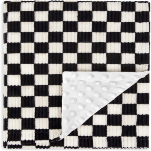 lgskybiudun Baby Blanket for Boys Comfy Durable Corduroy Toddler Blanket with Double Layer Dotted Backing Checkerboard Grid Chessboard Gingham Warmer Bed Blankets for Newborn Infants Blac