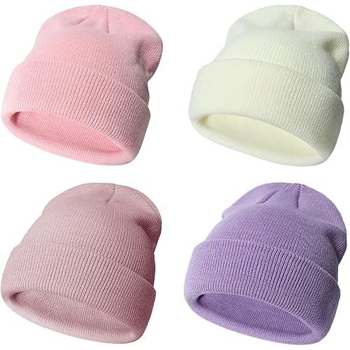 Urban Virgin 4 Packs Toddler Girls Winter Hats Infant Boys Beanie Soft Baby Caps Beanies Kids Knit Winter Hats