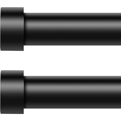 2 Pack Curtain Rods for Windows 18 to 45 Inch(1.5-3.75 Feet),Black 1'' Diameter Drapery Rods with End Cap Style Design,Modern Adjustable Heavy Duty Curtain Rod,Size:18''-45''