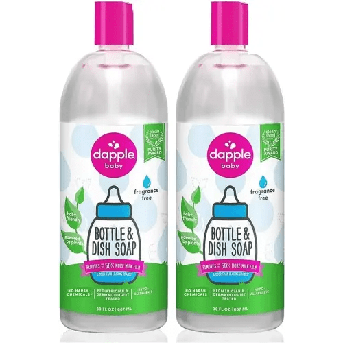 Dapple Baby Bottle Soap & Dish Soap Refill Baby, Fragrance Free, Plant Based Dish Liquid for Dishes & Baby Bottles - Hypoallergenic Soap, Liquid Soap Refill, 30 Fl Oz (Pack of 2)