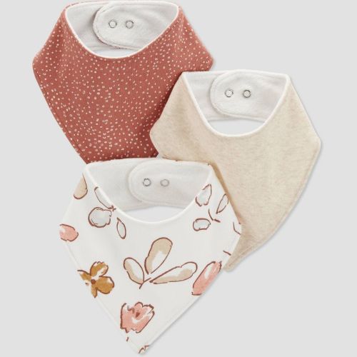 Carter's Just One You® Baby Girls' 3pk Floral Bib - Brown/white
