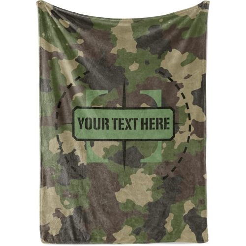Customized Camouflage Blanket - Ships Next Day, Printed in USA - Soft Fleece or Sherpa Blanket – Personalized Camo Throw (Fleece 30x40)