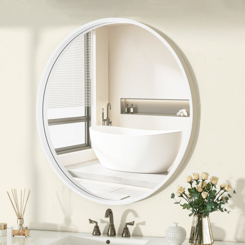 Ebern Designs Karrina Accent Wood Round Mirror & Reviews | Wayfair