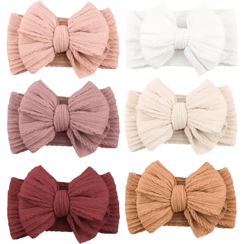 Niceye Handmade Baby Headbands Soft Stretchy Nylon Hair Bands with Bows for Newborn Infant Baby Toddler Girls- Pack of 6