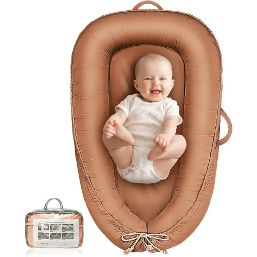 Baby Lounger - Infant Lounger for Newborn 0-24 Months, Waterproof Inner Cover and Pure Cotton Breathable Baby Nest Cover, Newborn Lounger for Baby Boys&Girls, Portable Baby Bed for Home and Travel