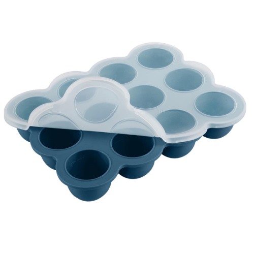 Baby Food Storage - 12 x 1.5OZ Silicone Freezer Tray with Lid, Containers for Homemade Purees - Midnight Blue