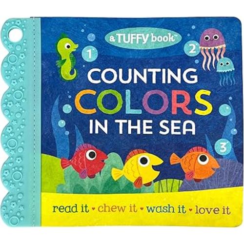 Tuffy Counting Colors in the Sea Book - Washable, Chewable, Unrippable Pages With Hole For Stroller Or Toy Ring, Teether Tough (A Tuffy Book)