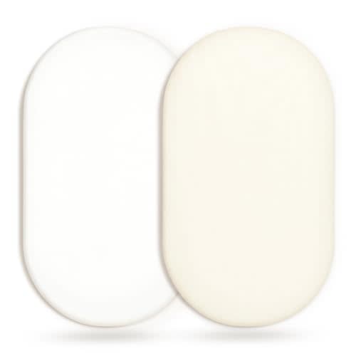 GRSSDER Stretchy Ultra Soft Fitted Bassinet Sheet 2 Pack, Universal Fit for Bassinets Baby Cradle Moses Basket Oval Rectangle Mattress Safe and Snug, Jersey Bassinet Sheets for Girls, Cream/White