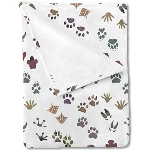 Woodland Animals Tracks Baby Blanket for Boy Girl Forest Animals Footprint Flannel Soft Swaddle Blanket Wild Animals Receiving Blankets Toddler Newborn Daycare Infant Bed Crib Blanket 40x50
