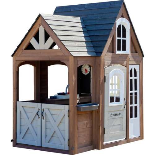 Timberwood Wooden Outdoor Playhouse with Kitchen and Barn Doors - KidKraft | Maisonette
