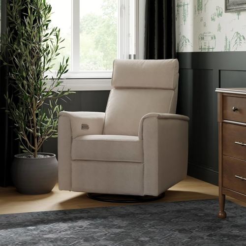 NAMESAKE Willa Plus Electric Power Recliner Chair with Headrest & USB Ports - Water & Stain Resistant Nursery Glider Rocking Chair for Nursing - GREENGUARD Gold Certified 270° Swivel Glider Recliner