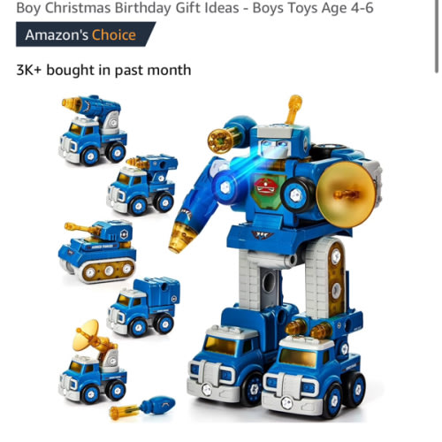 hahaland Toys for Ages 5-7 - 5 Year Old Boy Gift - 5 in 1 STEM Take Apart Trucks Transform to Robot - 5 6 7 Year Old Boy Christmas Birthday Gift Ideas - Boys Toys Age 4-6