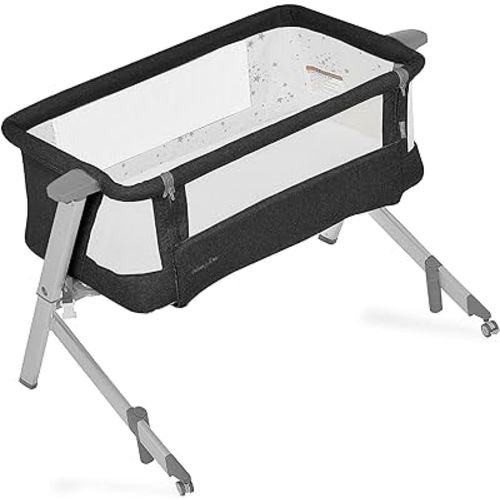 Skylar Bassinet and Beside Sleeper in Black, Lightweight and Portable Baby Bassinet, Five Position Adjustable Height, Easy to Fold and Carry Travel Bassinet, JPMA Certified