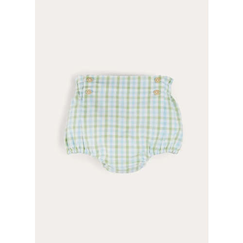 Maxwell Gingham Button Detail Bloomers in Green (1-18mths)