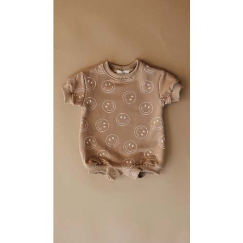 Short Sleeve Romper | Just Smile Tan