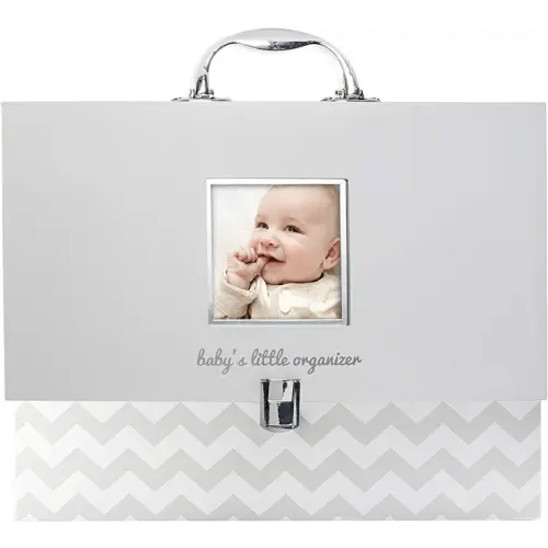 Pearhead Baby Briefcase and Document Organizer, All In One Expanding File Folder, Baby's Paperwork and Records, Newborn Keepsake and Memory Box with Labels, Baby Girl or Baby Boy Gift, Gray Chevron