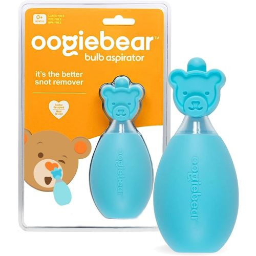 oogiebear: Baby Nasal Aspirator - Safe Booger & Earwax Remover for Newborns, Infants, Toddlers - Better Syringe, Airtight Suction, Nose Sucker - Essential Baby Stuff, Diaper Bag Must-Haves, Blue - Blue bulb aspirator