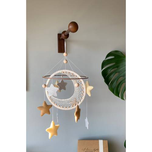 Moon and star crib mobile, Macrame baby mobile, Nuetral baby mobile, Moon baby mobile, Star mobile, Handing Mobile Felt, Mobile nursery,