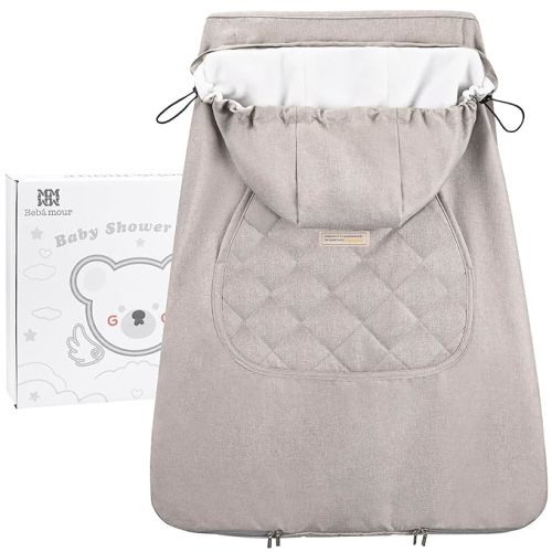 Bebamour Baby Carrier Winter Cover Universal Hoodie All Season Carrier Cover for Baby Carrier(New Khaki)