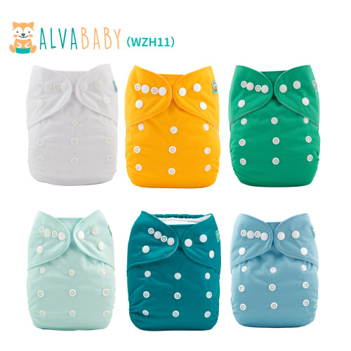 6-Pack Baby Cloth Diapers with 6 Microfiber Inserts - One Size Adjustable &amp; Reusable Pocket Diapers for Infants &amp; Toddlers