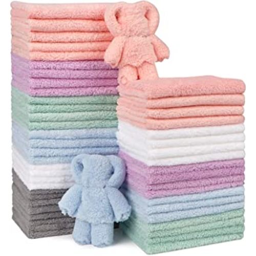 Orighty Baby Washcloths 24-Pack, Microfiber Coral Fleece Baby Face Towels,  Soft and Absorbent Wash Cloths for Newborns, Infants and Toddlers, Gentle