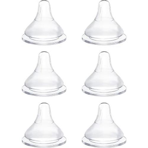 Silicone Bottle Nipples Compatible with Lansinoh Bottles, Replacement Soft Nipple for Baby 1+ Months, Anti-Colic, BPA-Free, Slow Flow, Size S, 6-Pack