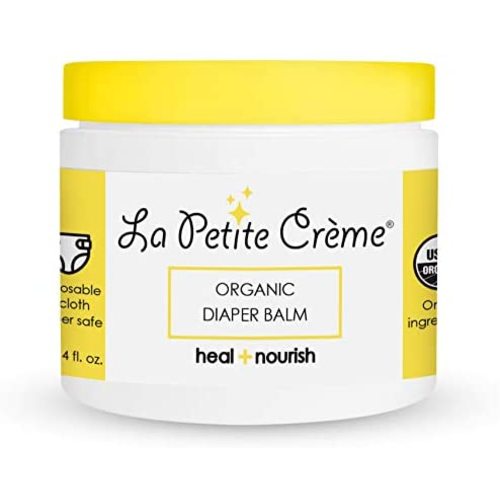 La Petite Creme French Organic Diaper Balm - Healing and Nourishing Diaper Cream - Gentle and Safe Baby Rash Balm with USDA Certified Organic Beeswax and Olive Oil - Baby Essentials for Newborn (4 oz)