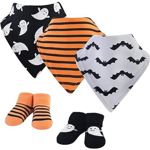 Hudson Baby Unisex BabyCotton Bib and Sock Set