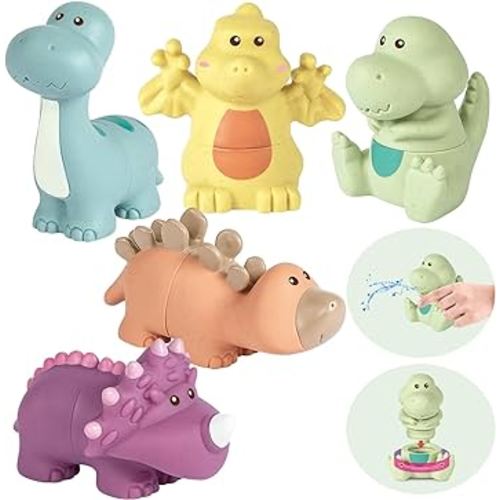 Baby Bath Toys, 5 Pack Dinosaur Bath Toys for Kids Ages 1-3, Water Table Accessories Pool Bath Toys for Babies 6-12 Months, Infant Toddler Bath Toys Baby Girl Boy Gifts