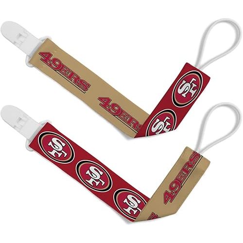 BabyFanatic Officially Licensed Unisex Pacifier Clip 2-Pack - NFL San Francisco 49ers - Officially Licensed Baby Apparel