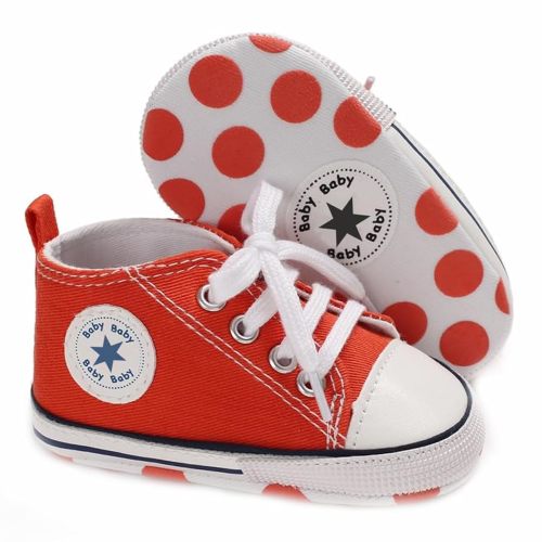 Unisex Baby Boys Girls Shoes, Newborn Infant Non-Slip Canvas Denim High Top Sneakers, Toddler First Walkers Shoes