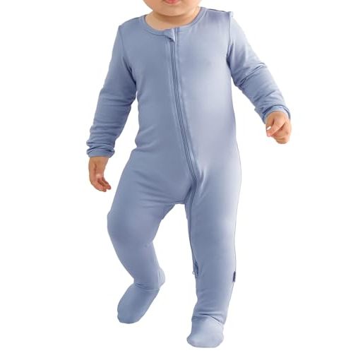 Ekkimy Long Sleeve Baby Footies Bamboo Rayon Romper Infant Double Zipper One-Piece Clothes Boys Girls Outfits