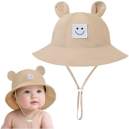 Baby Bucket hat Cute Infant Bear Sun Hat 3-12 Months UPF 50+ Sun Protection Summer Girls Boys Hats