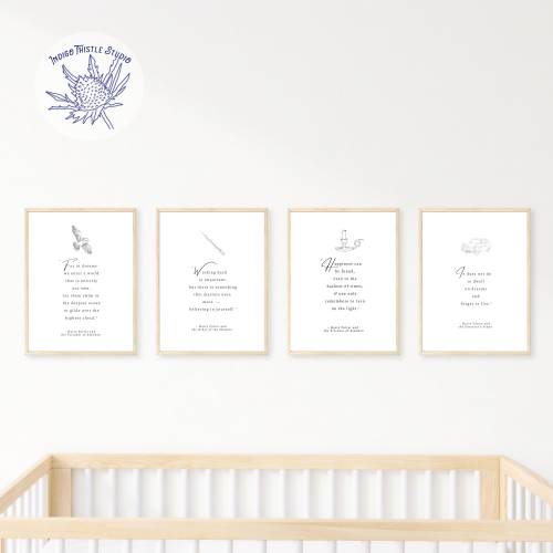 Potter Nursery Book Page Prints, Oversized Nursery Page, Boho Kids Wall Decor, Potter Nursery Wall Art, Owl Nursery Decor, PRINTED + SHIPPED