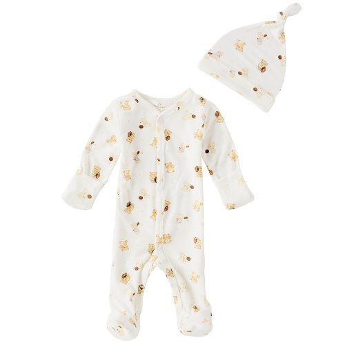 Starting Out Baby Boys Newborn-9 Months Round Neckline Long Sleeve Sports Footie Coverall