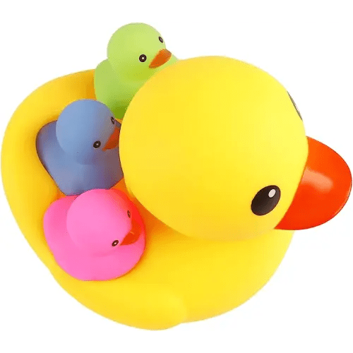 Bath Duck Toys 4Pcs Family Rubber Ducky Float&Squeak Baby Toddlers Preschool Bathtub Shower Toy (Colorful)