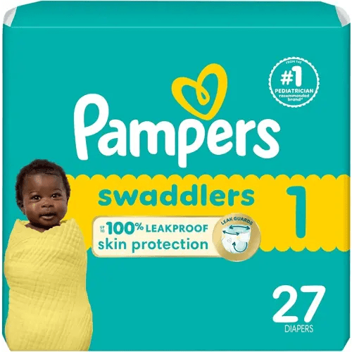Pampers Baby Diapers - Swaddlers - Size P1, 27 Count, Ultra Absorbent Disposable Preemie Diaper