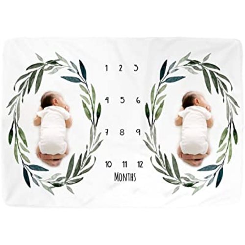 Kute 'n' Koo Premium Fleece Twins Baby Monthly Milestone Baby Blanket for Girl Boy, Large Personalized Photography Background Blankets, Thick Fleece for Mom Newborn