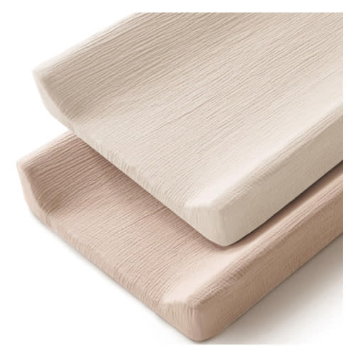 Changing Pad Cover for Neutral Baby Muslin Soft Cotton Diaper Changing Table Pad Cover Changing Pad Sheets for Girls and Boys - 2 Pack(Clay & Ivory)