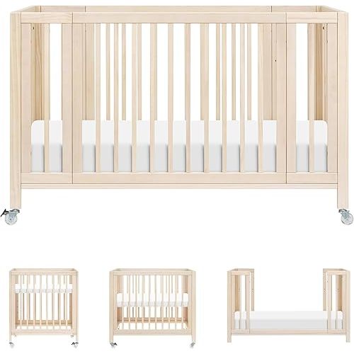 Babyletto Rolli 9-in-1 Convertible All-Stages® Bassinet to Full-Size Crib in Washed Natural, Greenguard Gold Certified, Portable & Adjustable with Select Conversion kit and Pads Included