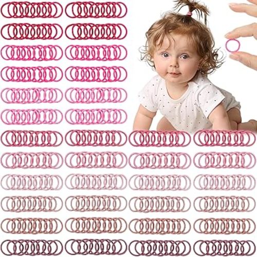 CÉLLOT 360PCS Small Hair Ties,No Crease Pinky Baby Hair Ties,2cm in Diameter Rubber Elastic Hair Ponytail Holder Hair Accessories for Baby Girls Toddlers Kids